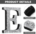 Qunclay 8'' Silver Crystal Diamond Bling Letters Crushed Diamond Decoration Wooden Glitter Letter with Screw and Hooks Rhinestone Gift for Wedding Y2k Mcbling Bedroom Wall Decor (Letter E)