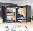 P8C Max Heavy Duty Clothes Rack（With Extended Width Design） Rolling Clothing Racks for Hanging Clothes with Lockable Wheels，51.2"W x 15.8"D x 80.5"H，Load 700LBS，White Rack with Black Cover