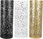 BEIJIALY Metal Umbrella Holder, Umbrella Stand Rack for Entryway, Metal Hollowed Freestanding Round Umbrella Holder Organizer Bin for Home Hotel Office Decor(White Small)