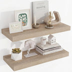 Acovy 24 Inch Floating Shelves, 3D Textured Wood Grain, 24"x9.25"x1.5" Inch Deep Floating Shelves for Wall, Wooden Shelves for Bathroom, Bedroom, Living Room, Vintage White Oak, 2 Pieces