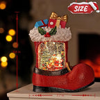 Christmas Snow Globe with Santa Claus Gifts - Lighted Musical Snow Globe Christmas Decorations with Timer, Swirling Glitter, Battery/USB Powered, Holiday Decor(Santa Claus Boots)
