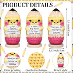 Wavwavw 3 Pack Teacher Appreciation Gift Positive Flower Handmade Crochet Doll Thank You for Helping Me Grow Gifts Back to School Gifts for Women Teacher(Pencil)