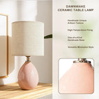 Dawnwake 18.5" Table Lamps Set of 2 for Living Room Bedroom, Bedside Lamps for Night Stands, Desk Nightstand Lamp Dimmable, Modern Linen Ceramic Lamps，Pink