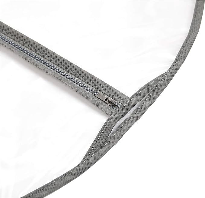 Amazon Basics Zippered PEVA Garment Bag, Dust Cover for Clothing Protection, Translucent White, 5-Pack