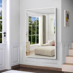 BONEWEI White Bathroom Mirror,55x36 inch Wall Mirror for Bathroom Wall Mounted,Large Rectangle Mirror for Bathroom Over Sink,Modern Metal Frame for Living Room,Bedroom Entryway,Horizontal/Vertical