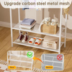 Clothes Garment Coat Rack Drying Clothing Racks Metal Freestanding for Hanging Clothes Portable Closet for Laundry Bedroom White