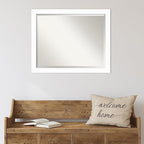 Amanti Art White Wall Mirror 25x31 Basic White Narrow Rectangle Bathroom Mirror for Wall Decor Living Room, Large Casual Wood Frame, Hangs Horizonally and Vertically, Bathroom Decor, Beveled Edge