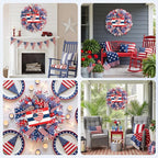 Patriotic Wreath for Front Door, 24 inch 4th of July Decorations with Red White Blue Flag Tags for 250th Anniversary American Independence Day Memorial Day Decor