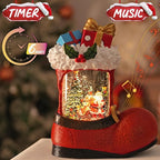 Christmas Snow Globe with Santa Claus Gifts - Lighted Musical Snow Globe Christmas Decorations with Timer, Swirling Glitter, Battery/USB Powered, Holiday Decor(Santa Claus Boots)