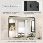 DUMOS Black Metal Framed Vanity Rounded Rectangle Bathroom Mirrors for Over Sink Wall, 30x22 Inch Matte Large Mirror, Modern Decorative for Restroom, Farmhouse, Horizontally or Vertically Hanging