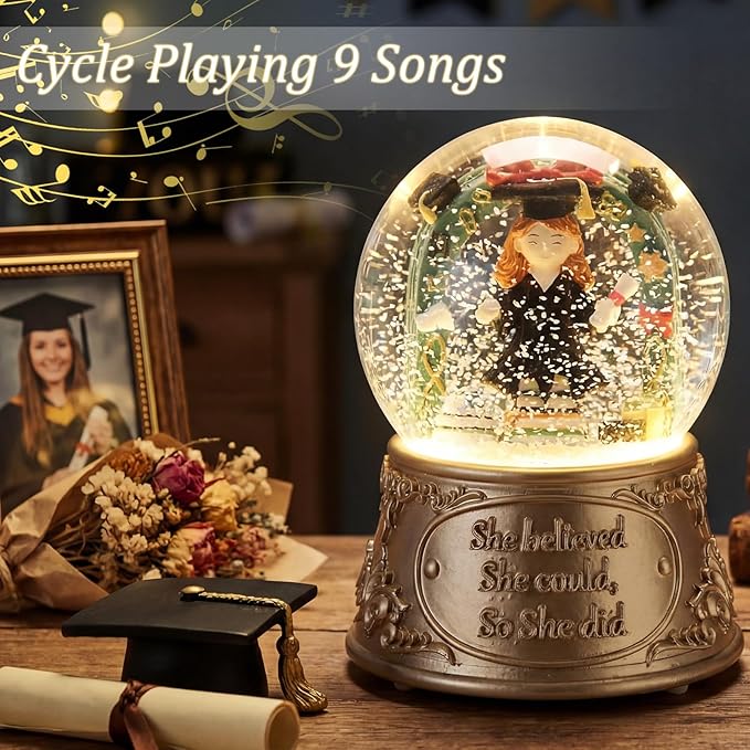 Thenshop Graduation Snow Globe Graduation Gift She Believed She Could Congratulations Inspirational Gift for Her Women College Graduates