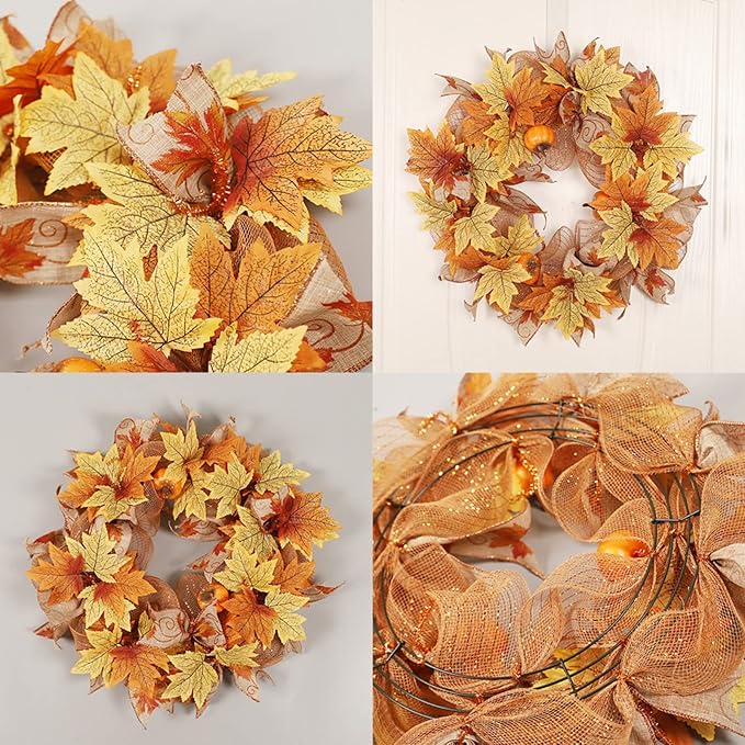 Ochine Fall Harvest Swag - Artificial Fall Wreath & Teardrop Swag Decorative for Thanksgiving, Halloween & Autumn Decor