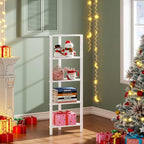 TUTOTAK Corner Shelf, 5-Tier Corner Bookshelf for Small Space, Narrow Display Corner Shelf Stand with Storage Rack, for Living Room, Bedroom, White BS05BW005