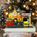 WONDER GARDEN Christmas Village Houses-Christmas Houses Village - Lighted Musical Railway Station Collectible Buildings with Moving Train for Home Indoor Decor or Gift