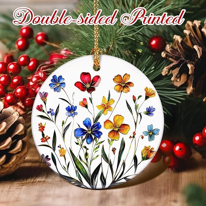 Flower Hanging Ornament, Christmas Ornaments, Xmas Decorations for Tree, Ornaments for Christmas Tree, Holiday Ornament, Flower Themed Gifts, Holiday Party Gifts, Xmas Gift Ideas - Wildflower