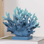 5.8" H Blue Coral Decor, Resin Coral Statue, Nautical Decorations for Home, Beach/Coastal/Ocean Themed Cabinet Shelf Tabletop Decor