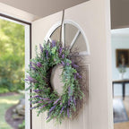 Haute Decor HighProfile Curved Wreath Hanger (Brushed Nickel) - Strong Metal Over The Door Wreath Holder Hook for Doors with Raised Features and Trim