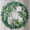 Spring Summer Wreaths for Front Door Porch, 22" Hydrangea Eucalyptus Wreath for Indoor Outdoor All Seasons, Artificial Greenery Farmhouse Decor for Mother's Day