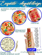 5.1” Exquisite Enamel Design Mezuzah with Scroll, Install in 15s w/Included Tape, or Permanently w/provided Screws, Blessing Red Bloom Mezuzah for Door for Any Memorable Jewish Occasions