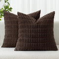 MIULEE Pack of 2 Corduroy Decorative Throw Pillow Covers 20x20 Inch Soft Boho Striped Pillow Covers Modern Farmhouse Home Decor for Sofa Living Room Couch Bed Dark Brown