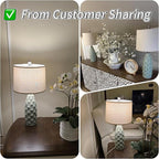 USumkky Ceramic Table Lamps Set of 2, 23.75" Modern Farmhouse Bedside Lamp - Green Nightstand Lamps for Bedroom, Boho Living Room End Tables, Small Office Desk Lamp Decor