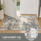 Ciicool 2'6 "x8' Washable Runner Rug, Modern Abstract Hallway Rugs Runner, Non-Slip Thin Accent Rug Lightweight Brown Gray Distressed Carpet Runners for Laundry Entryway Bedroom Kitchen Indoor