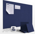 Large Felt Cork Board Alternative - 36" x 24" Bulletin Board with 30 Pushpins, 6 Pack Adhesive Cork Board, Sound Absorbing Fabric Wall Tiles, for Office Home Music Class, Dark Blue
