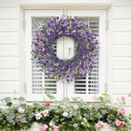 LZNPA 26 Inch Large Lavender Wreath for Front Door Greenery Summer Spring Wreaths for Front Door Wreaths for Front Door All Seasons for Wedding Farmhouse Wall Porch Window Decor(Purple Lavender)