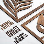 qmmp Modern Wooden Wall Sculptures - Set of 3 - Home Decor Accent - Large Wall Art for Living Room, Bedroom, Office - Easy Installation (Walnut, XLarge - Tree Leaves)