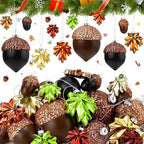 Soaoo 30 Pcs Acorn Hanging Ornaments for Winter Tree Maple Leaves Plastic Hanging Pendant Small Winter Decorations for Home Table Fireplace Party Decor(Matte Style)