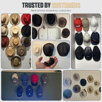 Modern JP Adhesive Hat Hooks for Wall (8-Pack) - Cowboy Hat Rack, Wide Brim Hat Organizer, Strong Hold Hat Hangers for Wall - Clear