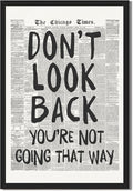 Framed Retro Newspaper Wall Art Trendy Black and White Poster Dont Look Back Inspirational Quote Posters Positive Motivational Affirmation Canvas Print Preppy Aesthetic Office Bedroom Decor 8x12inch