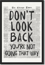 Framed Retro Newspaper Wall Art Trendy Black and White Poster Dont Look Back Inspirational Quote Posters Positive Motivational Affirmation Canvas Print Preppy Aesthetic Office Bedroom Decor 8x12inch