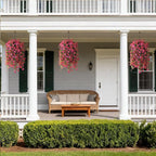 Artificial Hanging Flowers Plants for Outdoor Spring Summer Decoration, 2PCS Faux Silk Daisy UV Resistant Look Real for Outside Home Indoor Planter Porch Garden Yard Decor(Rose Red Fuchsia)