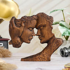 BGCOPPER Wooden Couple Statue, Abstract Couple Sculptures Ornament for Home Decor Women Gift for Anniversary Wedding (10 Inch)