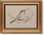 VIYYIEA Vintage Gold Framed Wall Art for Living Room, Hummingbird Canvas Prints Home Decor, Oil Painting Picture, Bedroom Wall Decor Gifts for Friends or Family -【Resting Hummingbird】-(10L x 8W)