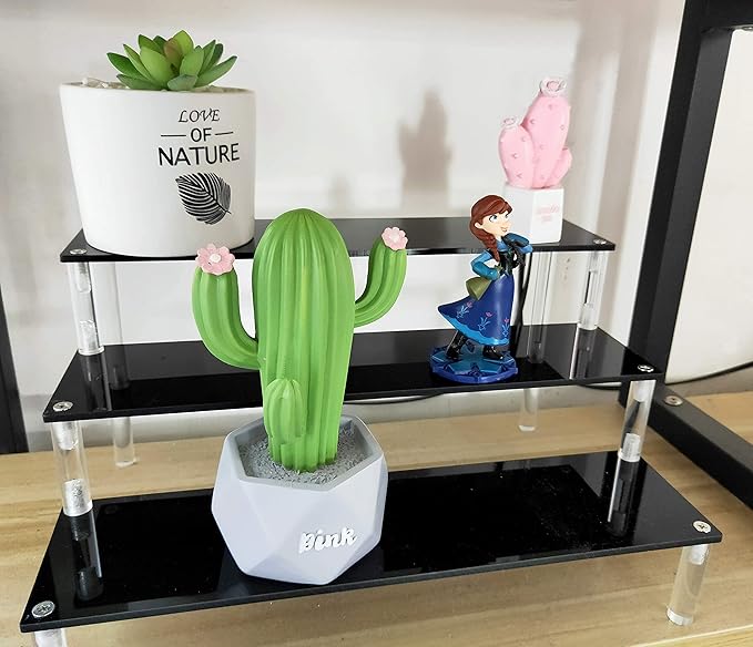 3 Tier Black Acrylic Display Riser Cupcake Stand Display Shelf for Decoration, Collection, Makeup