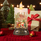 Wondise Rechargeable Musical Santa Snow Globe Lantern with 6H Timer, Battery Operated & USB Powered Lighted Singing Snow Globe Lamp Spinning Water Swirling Glitters Holiday Decor