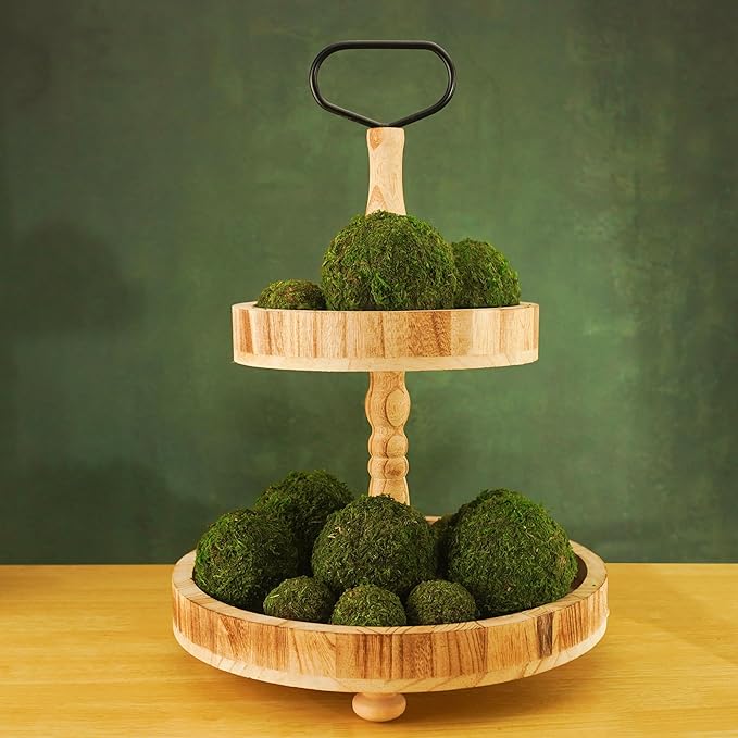 Decorative Moss Balls Set - Fake Moss Balls for Bowl Fillers, Centerpiece Decor, Home Decor, Vase Filler, Wedding Decor, Table Arrangement, Coffee Accents, DIY Crafts (Large - 3.2"-Set of 6)