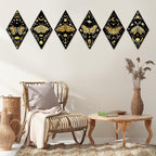 Sintuff 6 Pieces Gothic Wall Decor Boho Sun Moon Phases Wall Art Gothic Minimalist Stars Sun Hanging Wooden Home Decor Farmhouse Pediments for Gallery Living Bedroom Room(Moth)