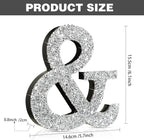 Qunclay 5.7" Silver Crystal Diamond Bling Letters Crushed Diamond Decoration Wooden Glitter Letter with Screw and Hooks Rhinestone Gift for Wedding Y2k Mcbling Bedroom Wall Decor (Symbol)