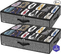 Onlyeasy Sturdy Under Bed Shoe Storage Organizer, Set of 2, Fit 12 to 24 Pairs, Underbed Shoes Closet Storage Solution with Clear Window, Breathable, L29.3 x W23.6 x H5.9, Linen-like Black, MXAUBSB2P