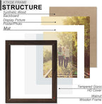 KTKDE 12x18 Wooden Picture Frame,Display Pictures 11x17 with Mat or 12x18 Without, Tempered Glass, 18 by 12 Walnut Frame Wall Gallery Photo Frames Poster Frame best gift