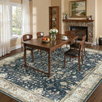 Lessymo 8x10 Area Rugs for Living Room, Washable Rug for Bedroom Dining Home Office, Soft Non-Slip Rubber Vintage Black Brown Large Carpet, Boho Distressed Moody Farmhouse Decor