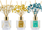 Airkeep Reed Diffuser Set of 3,Clean Cotton White Jasmine White Tea Oil Reed Diffusers for Bedroom Living Room Office Aromatherapy Oil Reed Diffuser for Gift 50ml x 3
