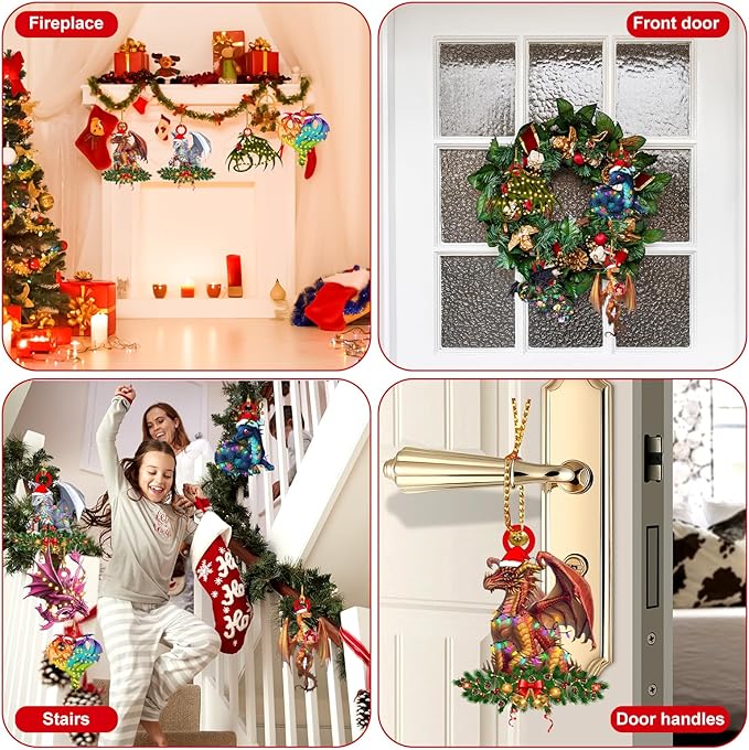 Gytera 2025 Dragon Ornaments for Christmas Tree- Dragon Hanging Acrylic Christmas Decorative Hanging Ornaments