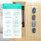 HapiRm Over Door Hat Rack - Hat Organizer with 4 Hooks Design, Hanging Baseball Cap Organizer Storage Holds Up to 20 Caps for Door, Bedroom, Closet(White)