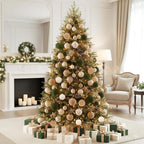 XmasExp 36PCS Velvet Christmas Ornaments Set Mixed Flocked Balls Ornaments Shatterproof Christmas Tree Decorations for Holiday,Party,Home（Mixed）