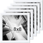KTKDE 8x8 Picture Frame Set of 5, White Wooden frames, Wall Hanging for Tapletop Display, Best Square Photo Frame Studio Gallery for Photos, Posters & Art Prints
