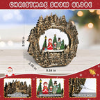 Christmas Snow Globe Lantern Water Glittering Globe with Caroling Family 8 Music Songs & 6H Timer Christmas Snow Globes USB & Battery Operated for Christmas Festival Decorations Gifts (Bridge-Family)